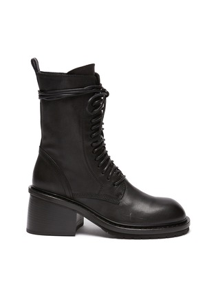 Main View - Click To Enlarge - ANN DEMEULEMEESTER - Block heel leather combat boots
