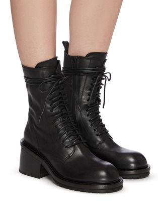 leather combat boots with heel