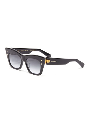 Main View - Click To Enlarge - BALMAIN - B-II' Logo Plaque Temple Acetate Butterfly Frame Sunglasses