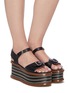 Figure View - Click To Enlarge - GABRIELA HEARST - 'Hill' Buckle Detail Herringbone Stitch Wedge Leather Sandals