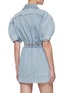 Back View - Click To Enlarge - C/MEO COLLECTIVE - 'Overturn' Puff Sleeve Cinch Waist Zip Up Denim Mini Dress