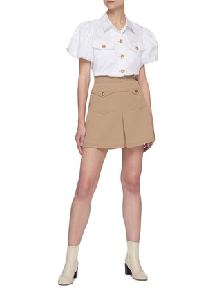 Figure View - Click To Enlarge - C/MEO COLLECTIVE - 'Double Up' Centre Pleat Mini Skirt