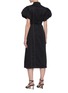 Back View - Click To Enlarge - C/MEO COLLECTIVE - 'Candor' Puff Sleeve Belted Cotton Midi Shirt Dress