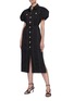 Figure View - Click To Enlarge - C/MEO COLLECTIVE - 'Candor' Puff Sleeve Belted Cotton Midi Shirt Dress