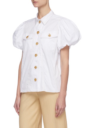 Detail View - Click To Enlarge - C/MEO COLLECTIVE - 'Candor' Puff Short Sleeve Belted Cotton Shirt