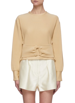 Main View - Click To Enlarge - C/MEO COLLECTIVE - 'So They Say' Ruched Belt Detail Rib Sweatshirt