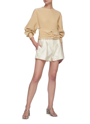 Figure View - Click To Enlarge - C/MEO COLLECTIVE - 'So They Say' Ruched Belt Detail Rib Sweatshirt