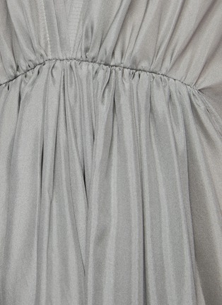  - KALITA - 'Clemence' V Back Slit Ruched Front Silk Maxi Dress