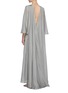 Back View - Click To Enlarge - KALITA - 'Clemence' V Back Slit Ruched Front Silk Maxi Dress