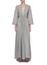 Main View - Click To Enlarge - KALITA - 'Clemence' V Back Slit Ruched Front Silk Maxi Dress