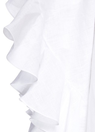 Detail View - Click To Enlarge - KALITA - 'Lotus' One-shoulder Ruffled Trim Linen Maxi Dress
