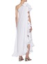 Back View - Click To Enlarge - KALITA - 'Lotus' One-shoulder Ruffled Trim Linen Maxi Dress
