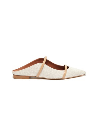 Main View - Click To Enlarge - MALONE SOULIERS - Maureen' Double Thin Leather Strap Linen Mules