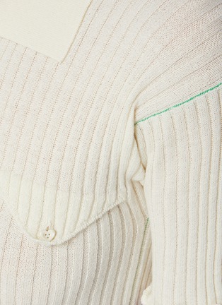 Detail View - Click To Enlarge - BOTTEGA VENETA - Three quarter sleeve rib knit bodycon dress