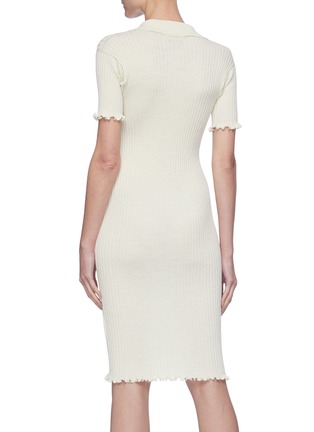 Back View - Click To Enlarge - BOTTEGA VENETA - Three quarter sleeve rib knit bodycon dress