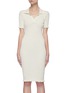 Main View - Click To Enlarge - BOTTEGA VENETA - Three quarter sleeve rib knit bodycon dress