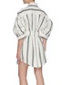 Back View - Click To Enlarge - ACLER - Kingsway' Belted Balloon Sleeves Mock Neck Stripe Dress