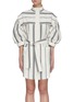 Main View - Click To Enlarge - ACLER - Kingsway' Belted Balloon Sleeves Mock Neck Stripe Dress