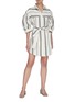 Figure View - Click To Enlarge - ACLER - Kingsway' Belted Balloon Sleeves Mock Neck Stripe Dress