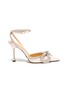 Main View - Click To Enlarge - MACH & MACH - Rhinestone embellished double bow ankle wrap point toe glitter pumps