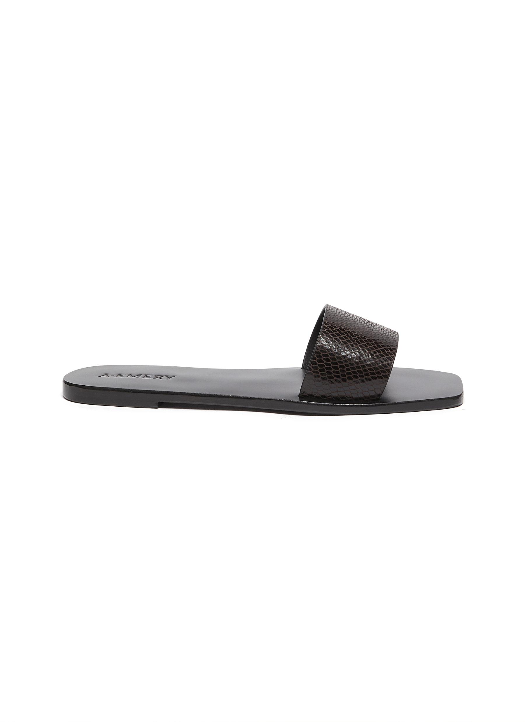 A.EMERY Zadie' Snake-embossed Leather Band Slides