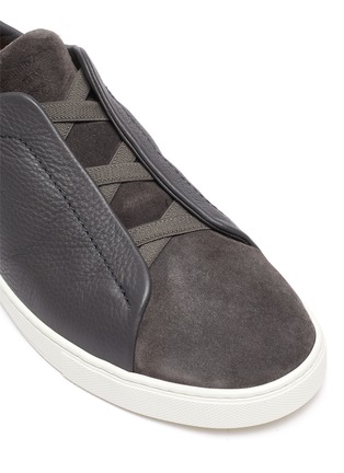 Detail View - Click To Enlarge - ERMENEGILDO ZEGNA - Triple stitch leather suede sneakers