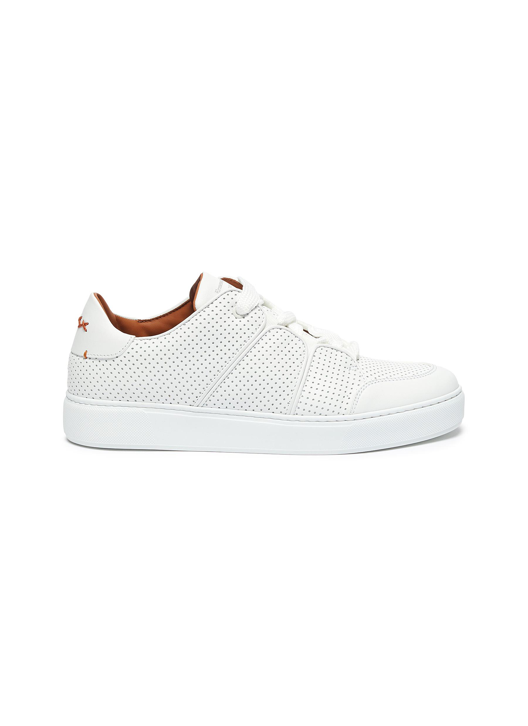 'Tiziano' Perforated Panel Low-top Leather Sneakers