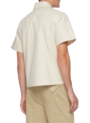 Back View - Click To Enlarge - BOTTEGA VENETA - Crop cotton twill shirt