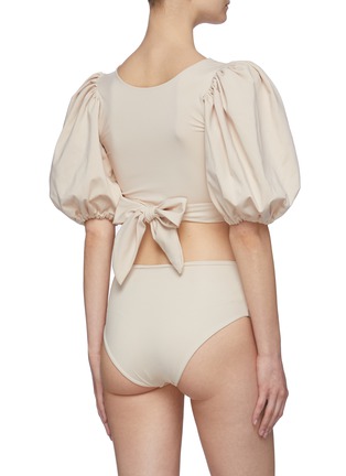 Back View - Click To Enlarge - MAYGEL CORONEL - Gallega' puff sleeve front twist bikini set