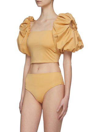 Detail View - Click To Enlarge - MAYGEL CORONEL - 'Juana' puff sleeve front twist bikini set