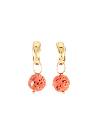 Main View - Click To Enlarge - LANE CRAWFORD VINTAGE JEWELLERY - Mediterranean coral bead 18k gold earrings