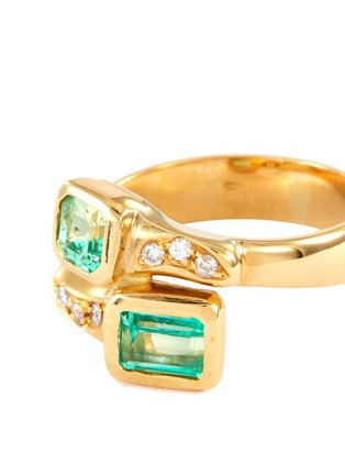 Detail View - Click To Enlarge - LANE CRAWFORD VINTAGE JEWELLERY - Diamond emerald 18k gold ring
