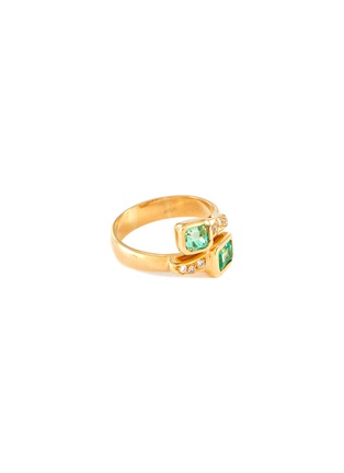 Main View - Click To Enlarge - LANE CRAWFORD VINTAGE JEWELLERY - Diamond emerald 18k gold ring