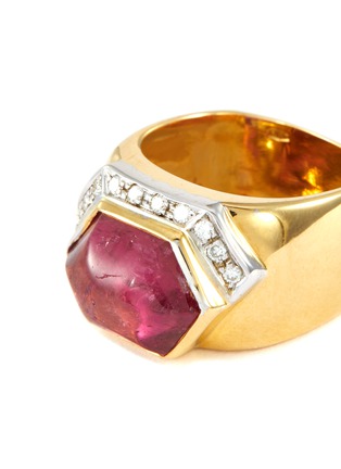 Detail View - Click To Enlarge - LANE CRAWFORD VINTAGE JEWELLERY - Diamond tourmaline 18k gold ring