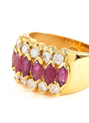Detail View - Click To Enlarge - LANE CRAWFORD VINTAGE JEWELLERY - Diamond ruby 18k gold ring