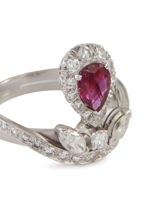 Detail View - Click To Enlarge - LANE CRAWFORD VINTAGE JEWELLERY - Diamond ruby 18k white gold ring
