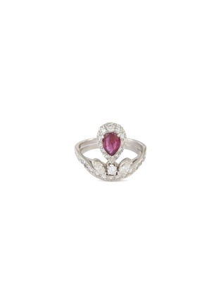 Main View - Click To Enlarge - LANE CRAWFORD VINTAGE JEWELLERY - Diamond ruby 18k white gold ring