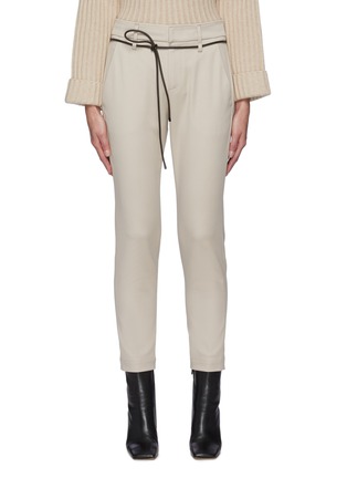 Main View - Click To Enlarge - BRUNELLO CUCINELLI - Belted stretch cotton suiting pants