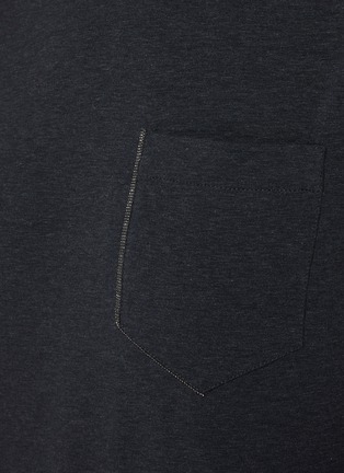  - BRUNELLO CUCINELLI - Rhinestone Trimmed Patch Pocket Cotton Poplin T-shirt