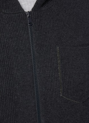  - BRUNELLO CUCINELLI - Rhinestone Trimmed Patch Pocket Hooded Cashmere Rib Jacket