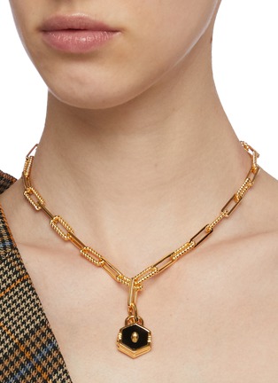 Figure View - Click To Enlarge - MISSOMA - 'Hex' Onyx Padlock Pendant 18k Gold Plated Chain Necklace