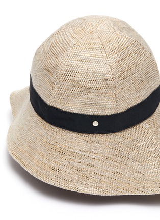 Detail View - Click To Enlarge - MAISON MICHEL - Golden & Black Canvas Linen Julianne Fishermen Hat