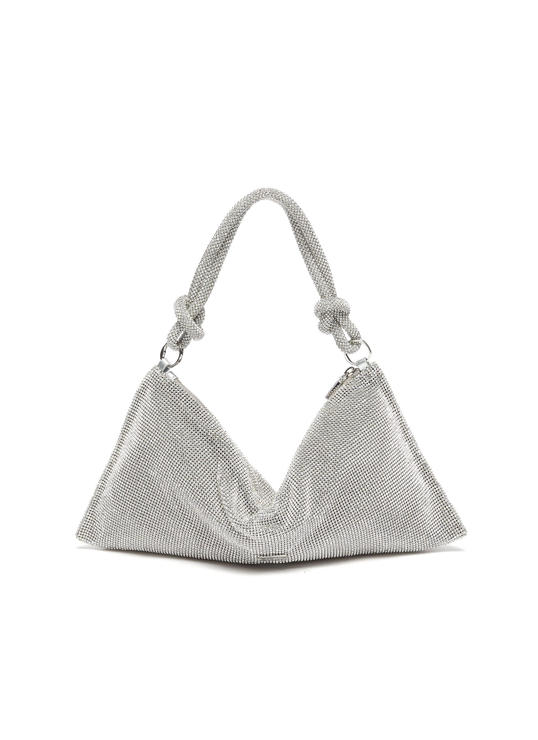 Cult Gaia Hera Mini Crystal-embellished Satin Shoulder Bag In Silver ...