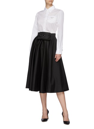 Figure View - Click To Enlarge - PRADA - Logo Plaque Waist Pouch A-line Re-Nylon Skirt