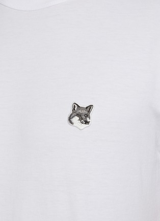  - MAISON KITSUNÉ - Achromatic Fox Head Embroidered Patch Cotton T-shirt