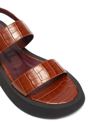 Detail View - Click To Enlarge - STAUD - 'Nicky' Double Strap Slingback Platform Croc Embossed Leather Sandals