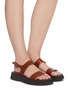 Figure View - Click To Enlarge - STAUD - 'Nicky' Double Strap Slingback Platform Croc Embossed Leather Sandals