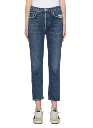 Main View - Click To Enlarge - AGOLDE - 'Riley' Distress Detail High Rise Crop Jeans