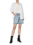 Figure View - Click To Enlarge - AGOLDE - Displaced Waistband Light Wash Denim Shorts