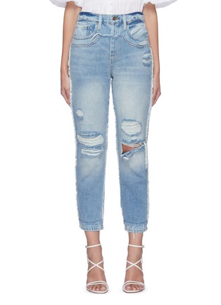 Main View - Click To Enlarge - FRAME - Fray hem distress light wash jeans